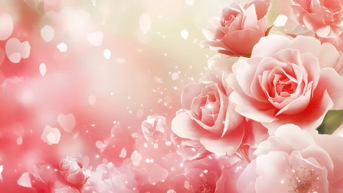 Blush Roses in Soft Focus: Romantic Floral Bokeh with Luminous Pink Gradient.