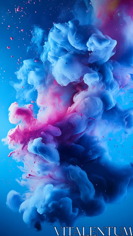 Chromatic ink diffusion plumes form a vertical abstract vortex