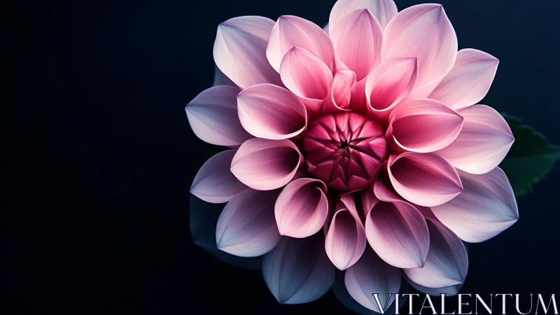 Pink Dahlia Blossom Against Dark Background.