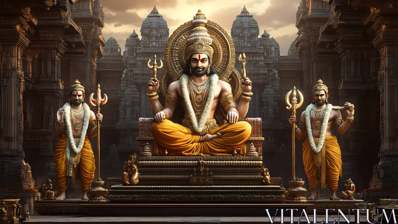 Majestic temple guardians breathe gold into ancient silence