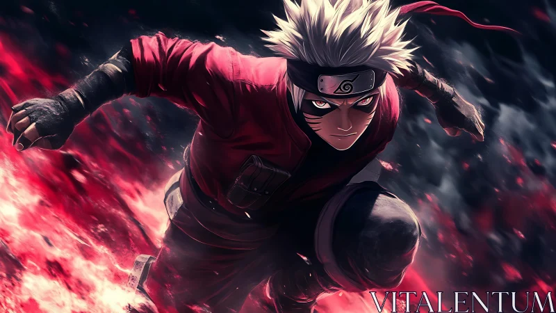 Dynamic anime ninja sprint rendered with high-impact chiaroscuro