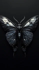 Dark cosmic butterfly spreads luminous nebula wings.