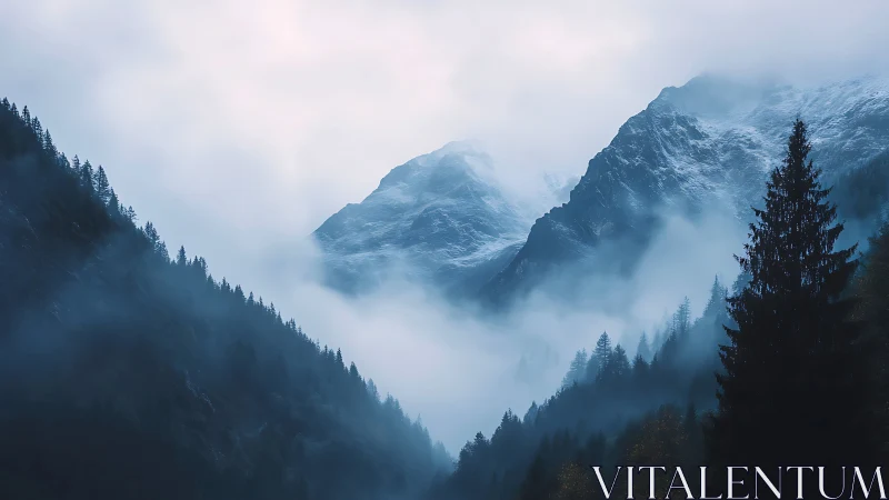 Gentle mist drifting through quiet blue mountain valleys.