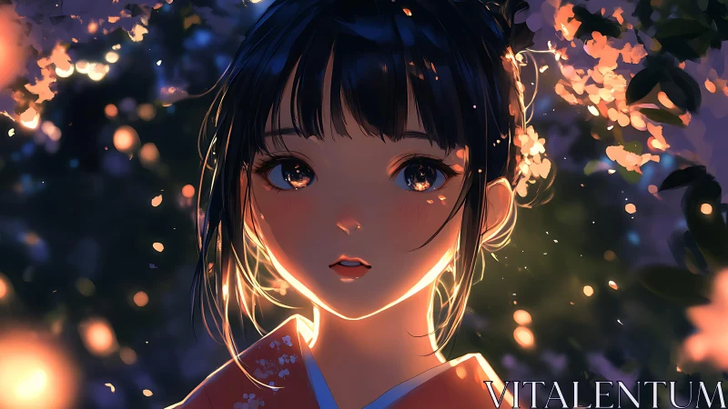 Fireflies borrow her gaze as twilight learns to glow