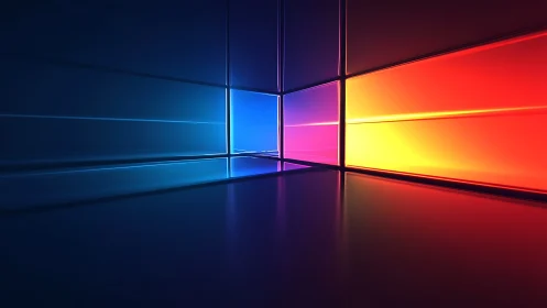 Split-spectrum glass panels in luminous window perspective.