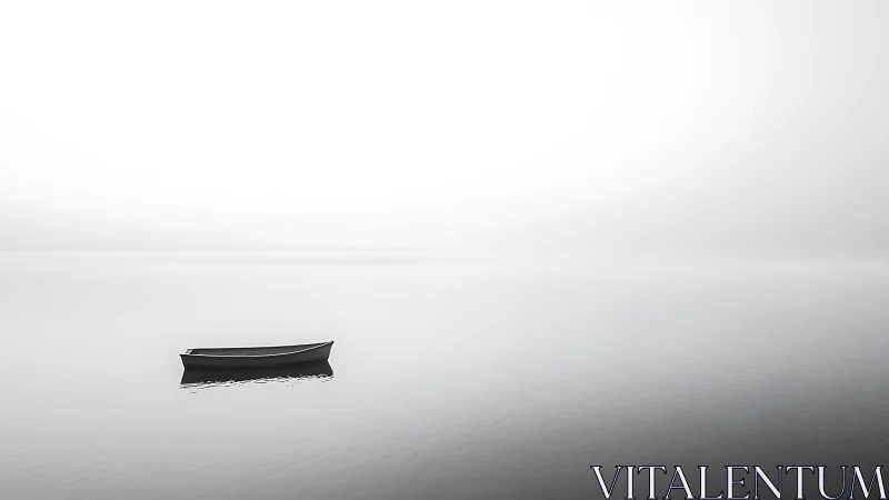 Quiet little boat rests gently on a soft misty lake