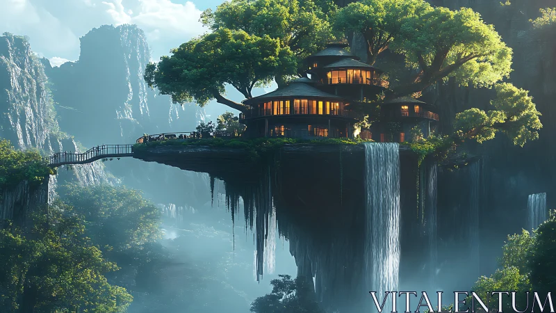 Treehouse Sanctuary Defies Gravity on Misty Canyon Cliff