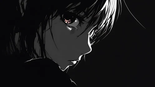 Quiet anime portrait holds a tender gaze in shadowed light