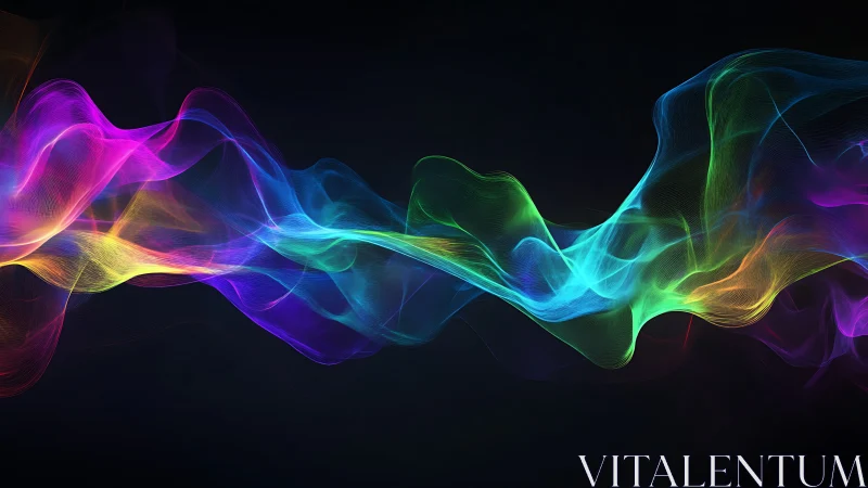 Multicolored light waveforms flow across a dark background.