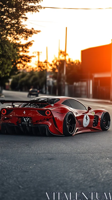 Sunset street cruise with a bold red supercar beauty.