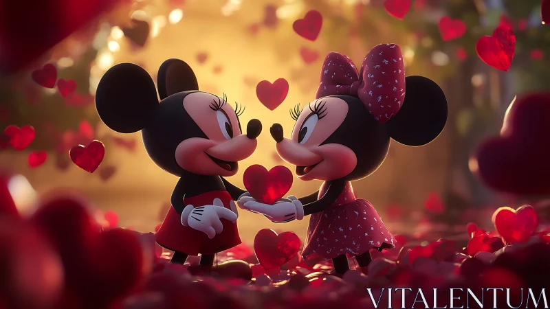 Mickey and Minnie Mouse Valentine's Day Romance Scene