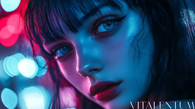 Cyberpunk neon portrait in tight chromatic close-up framing.