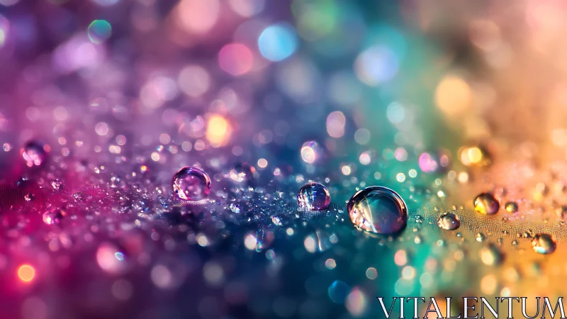 Glistening rainbow droplets sparkle softly across dreamy light