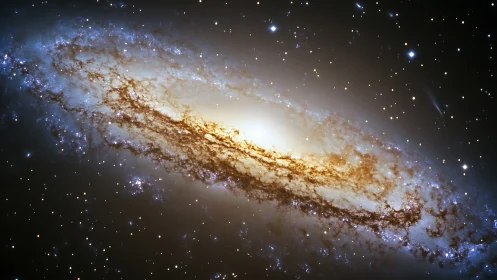 Spiral galaxy ignites a river of starlight and cosmic dust.