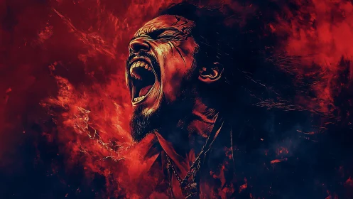 Fiery roar of raw emotion bursting through swirling night.