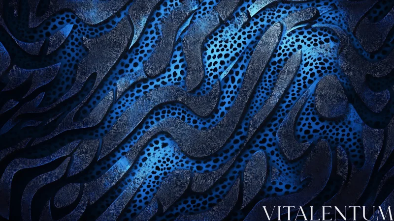 Abstract blue organic pattern with flowing lines and dotted texture.