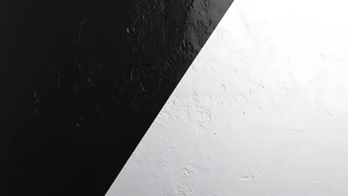Minimalist black and white diagonal textured split wall.