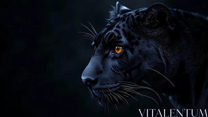 Obsidian Gaze: Black Panther's Amber-Eyed Vigil.