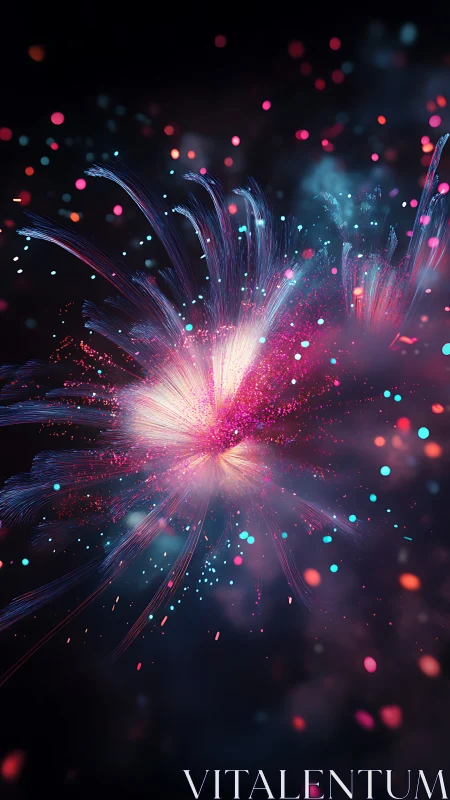 Radiant cosmic bloom of neon light and dreamy color bursts.