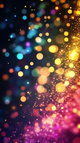 Vibrant bokeh lights over glittering abstract gradient.