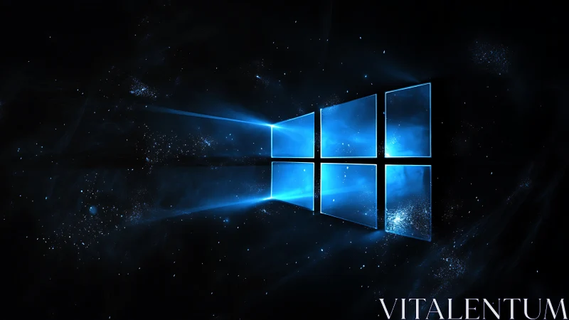 Starlit digital window glowing in deep cosmic night sky.