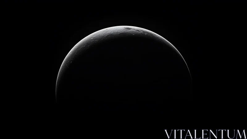 Crescent moon emerges from deep space in stark monochrome