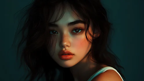 Digital painting portrait with cinematic low-key lighting study.