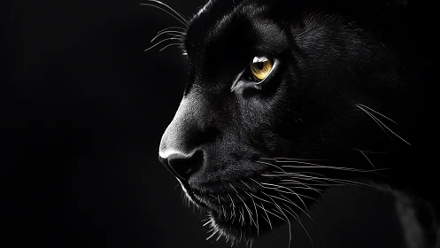 Black Panther Profile with Golden Eyes
