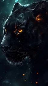Black Panther with Luminous Amber Eyes.