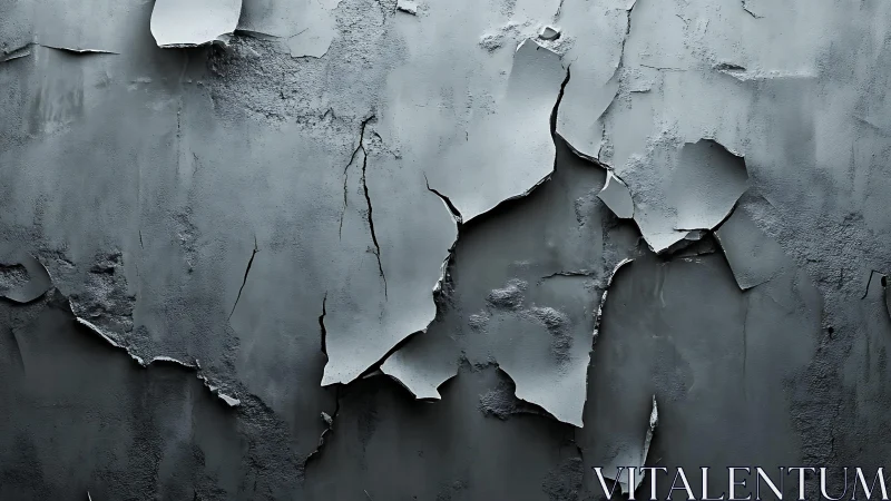 Weathered gray wall with peeling paint in grunge texture style.