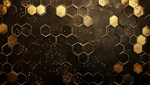 Gilded honeycomb constellations on brooding matte night walls.