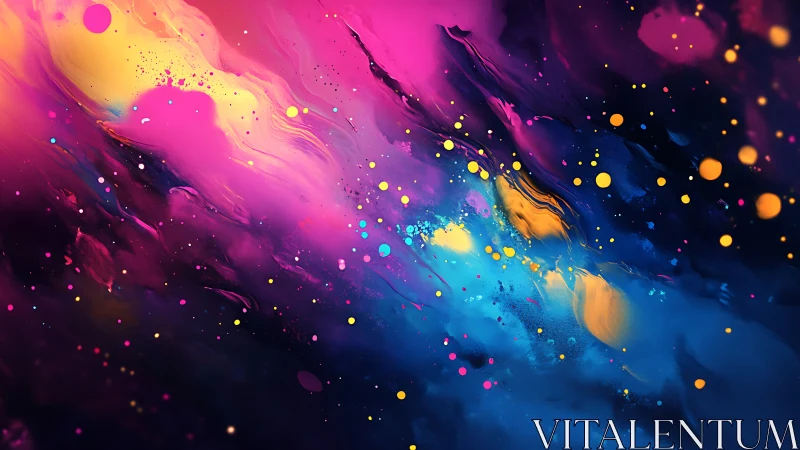 Colorful cosmic swirls in a dreamy abstract night sky.