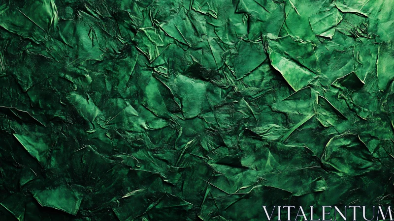 Textured green abstract surface with layered rough shapes.