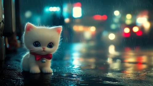 Snowy Kitten's Rainy City Adventure Awaits.