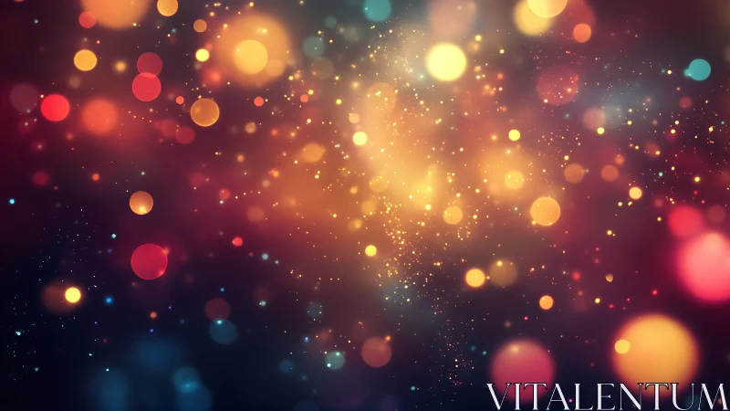 Bokeh light orbits in warm spectrum digital painting field.