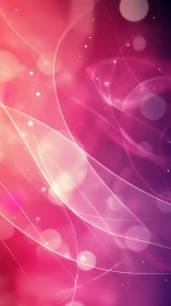 Curved light trails intersect over pink bokeh gradient background