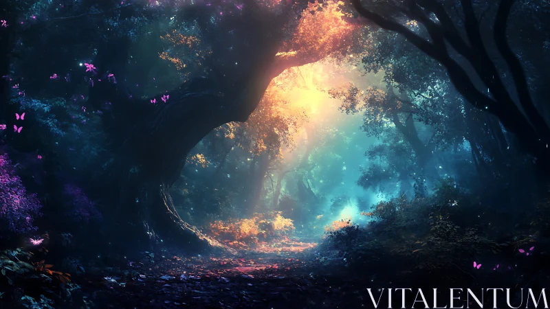 Enchanted Cave Portal: Bioluminescent Forest Sanctuary.