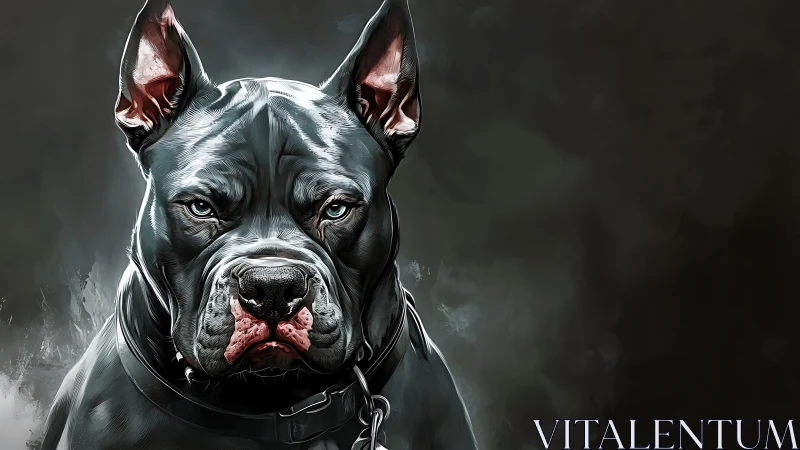 Powerful pit bull portrait emerges from smoky darkness