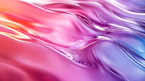 Iridescent fluid surface with pink violet gradient specular waves