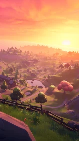 Sun-drenched valley dreaming in candy-cloud twilight.