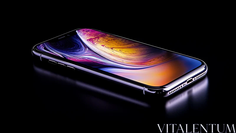 Premium Smartphone Display with Fluid Abstract Wallpaper.