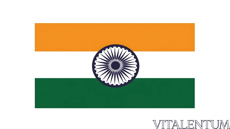 Horizontal tricolour flag with central navy blue wheel emblem.