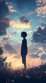 Quiet sunset silhouette wrapped in soft evening clouds.