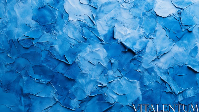 Oil impasto blue relief with sculptural abstract surface design.