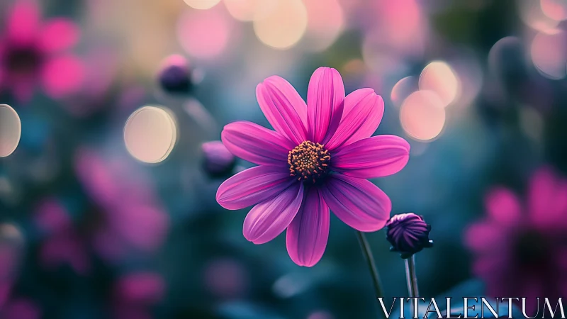 Pink Cosmos Flower in Soft Focus Bloom