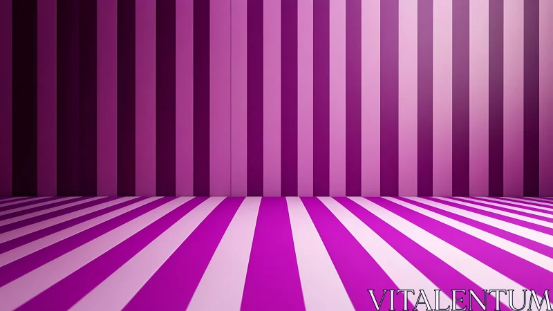 Magenta and pink striped perspective room with converging planes