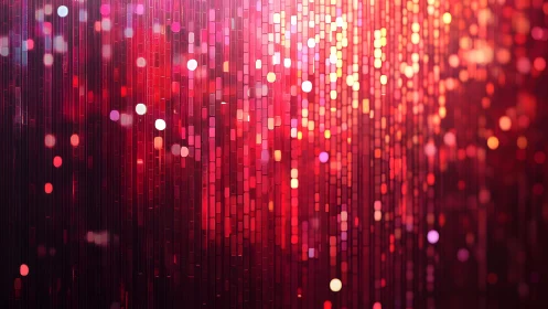 Vibrant Digital Mosaic in Red and Pink Abstract Light Pattern.