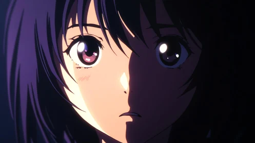 Starlit eyes linger where shadow slices the anime gaze