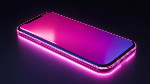 Neon-Edged Smartphone with Gradient Display Against Dark