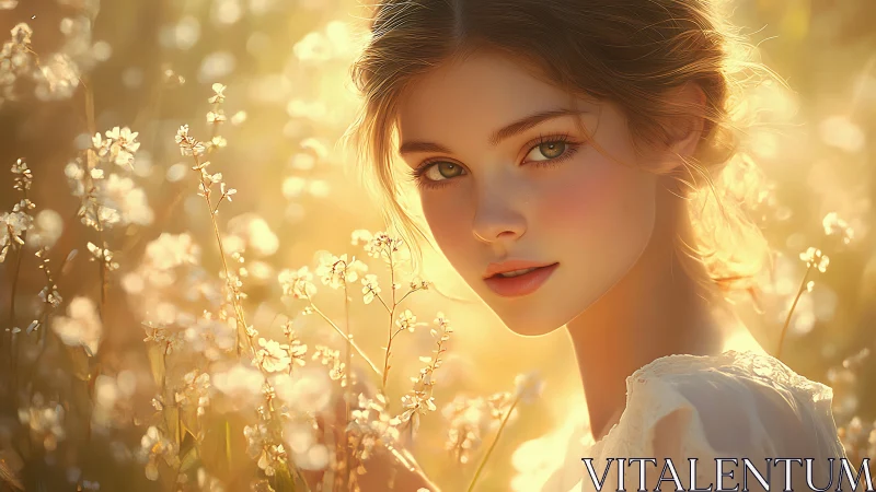 Sunlit meadow muse glowing softly in golden wildflowers.